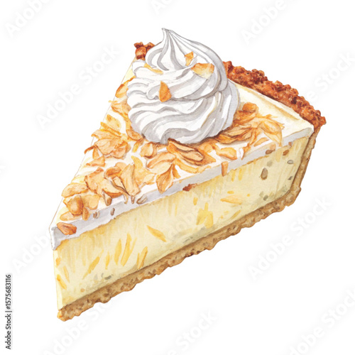 One Cake Slice Clipart Watercolor 
