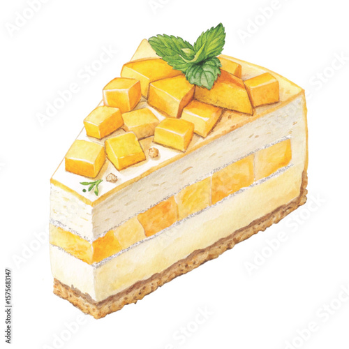 One Cake Slice Clipart Watercolor 
