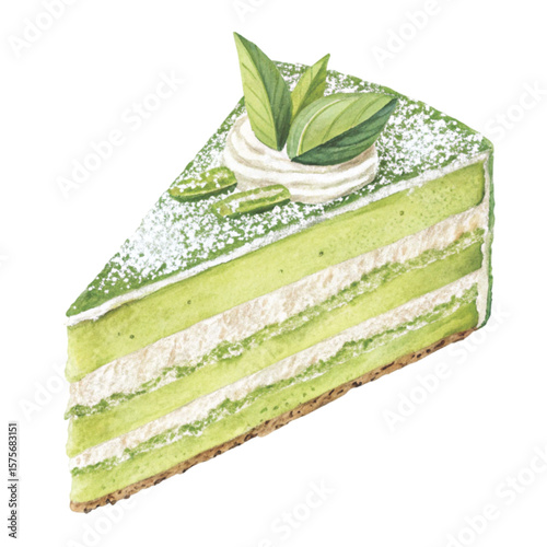 One Cake Slice Clipart Watercolor 
