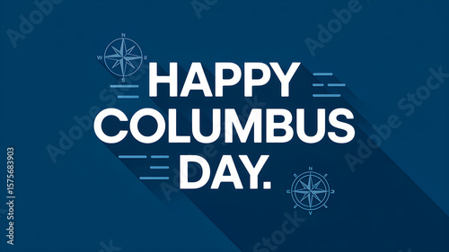happy October Columbus Day 2025 blue background
