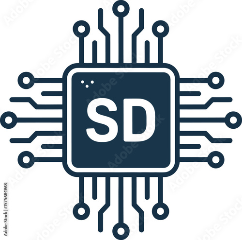 A simple, clean vector graphic depicting an SD card microchip.