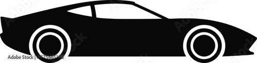 A clean, bold silhouette of a sports car.