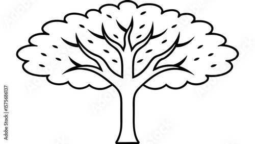 Simple Sycamore Tree Black Line Art Illustration tree illustration
