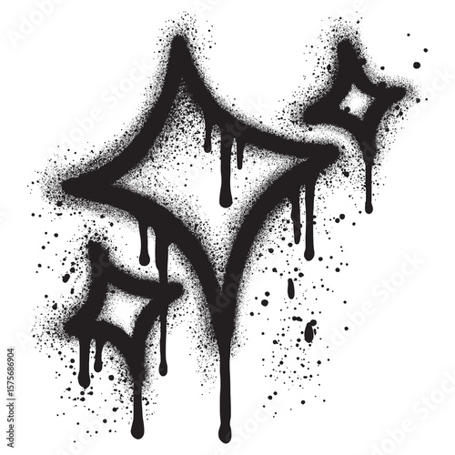 Star graffiti with black spray paint.vector illustration.