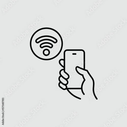 Hand Holding Smartphone with Wi Fi Symbol Illustration