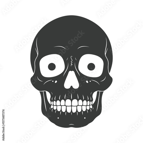 Black Skull Illustration with White Background graphic