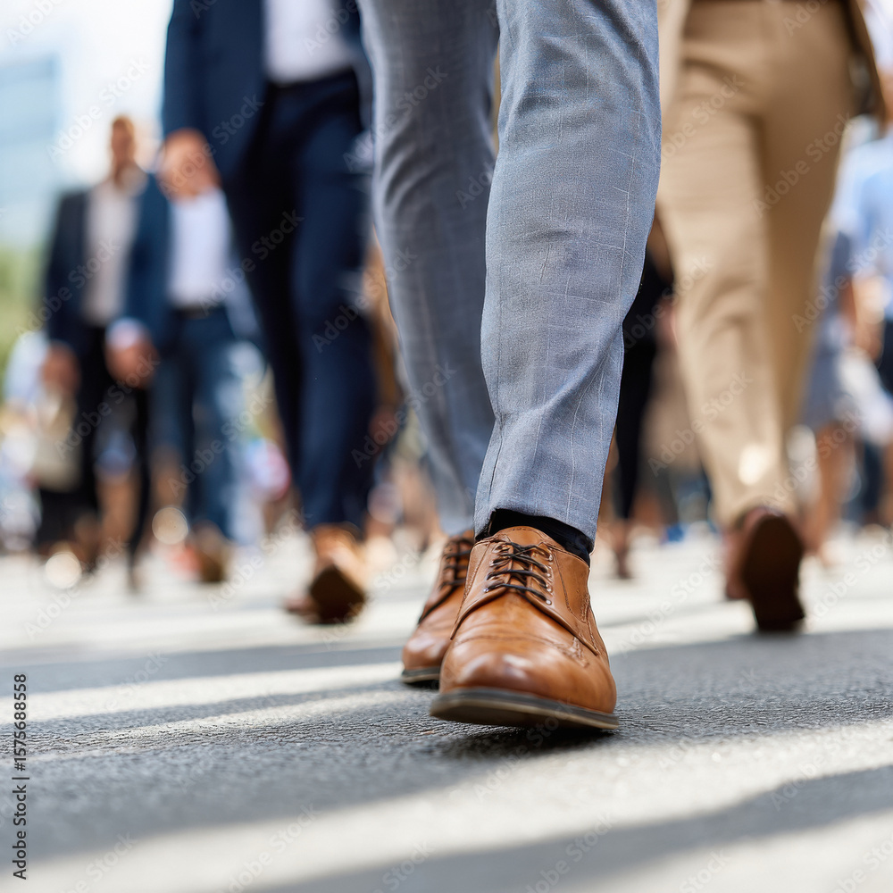 Fototapeta premium close up of businessman wearing formal brown shoes
