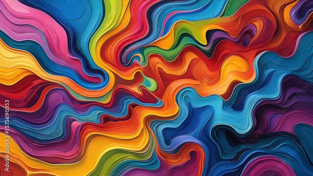 Fototapeta premium Vibrant abstract art featuring colorful fluid swirls for modern background and decoration