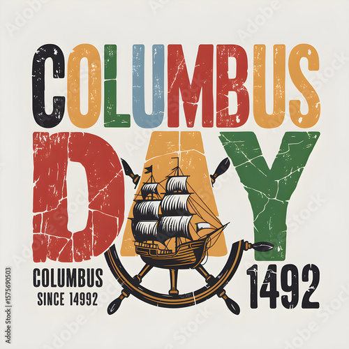 Columbus Day lettering vector illustration of an abstract background