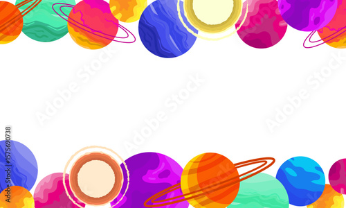 frame of planets colorful solar system borders cosmic design isolated on white background creative space galaxy astronomy borders