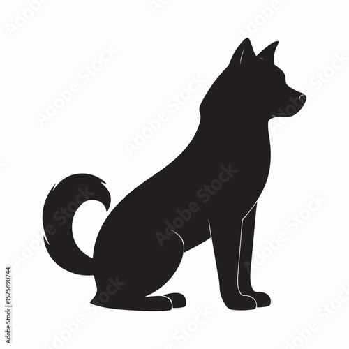Black dog silhouette sitting profile vector