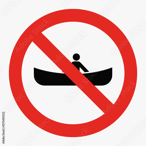 No canoeing: Icon indicates no canoeing, canoeing activity prohibited for safety. Symbol defines no canoeing, conveying a message about restricted zones.