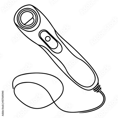 Skin-tightening device for facial rejuvenation. Skin-tightening device shows a sleek outline and clean lines for personal skin care at home.