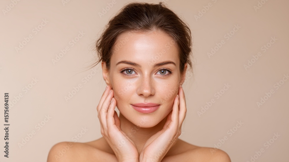 Woman Portrait with Hands on Face Woman Portrait with Hands on Face