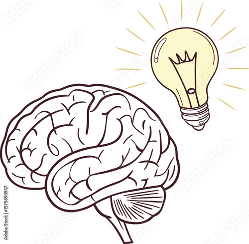 brain idea bulb creative mind vector illustration