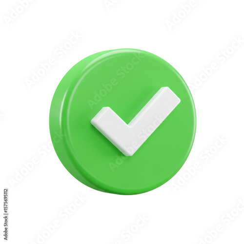 Free Download Green circular checkmark icon in 3D, representing success, confirmation, verified status, and correct answer isolated on a transparent background, png, cutout - GFXLoad