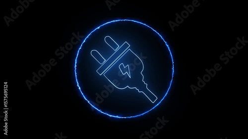 Glowing neon line Electric plug icon isolated on black background. Plug socket.
