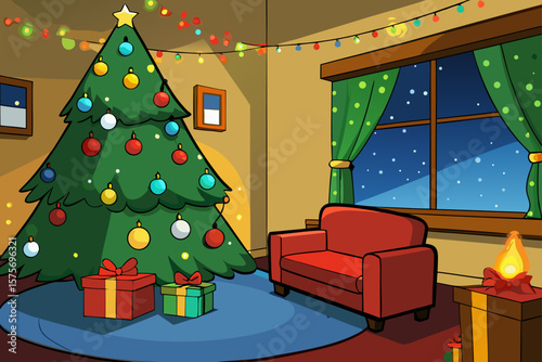 Wallpaper Mural christmas tree with gifts Torontodigital.ca