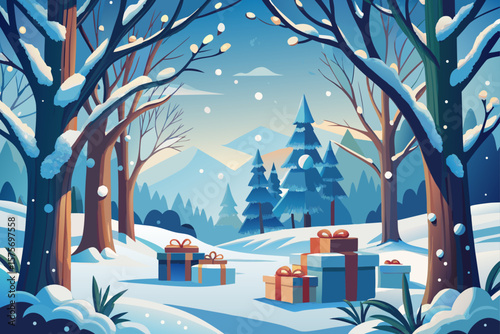 winter landscape with houses