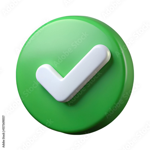 3d green circle with a white checkmark symbol isolated on transparent background