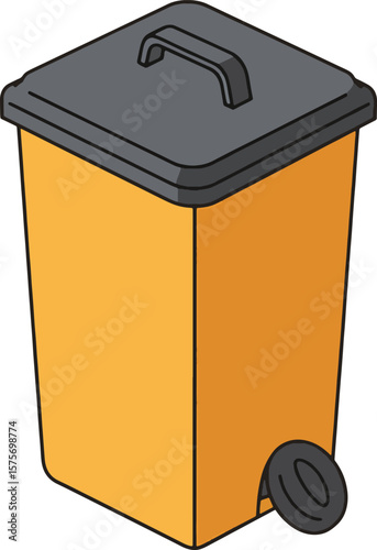 Wheeled Waste Bin Yellow Recycling Container Illustration