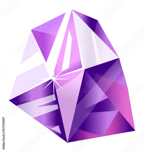 Purple gemstone with light reflections creating a sparkling effect, ideal for representing concepts related to luxury, value, and precious stones