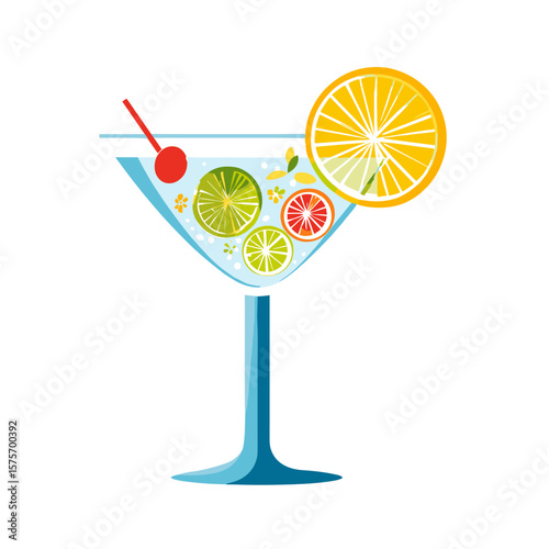 Summer Beach Cocktail Vector Logo, Illustration
