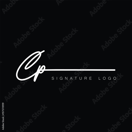 CP Handwritten initial letter, CP simple signature vector CP logo , CP beauty logo , CP photography letter logo design.