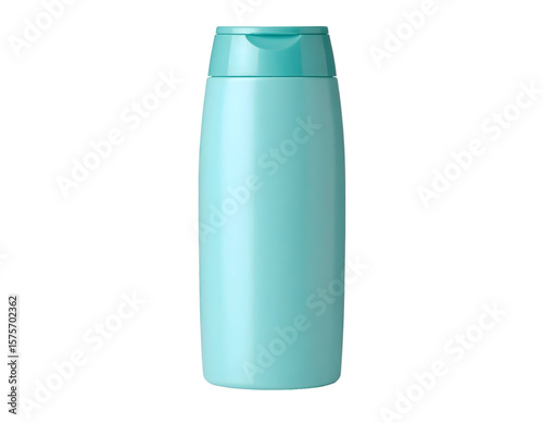 Turquoise shampoo bottle on black background