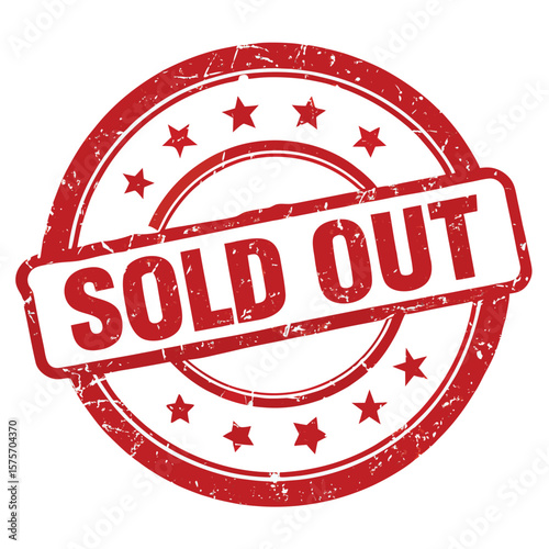 Red Grunge Sold Out Star Rubber Stamp