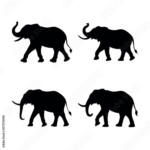Elephant Silhouettes: Striking silhouettes of majestic elephants parade against a neutral backdrop, evoking a sense of strength, grace, and the wild beauty of the African savanna.