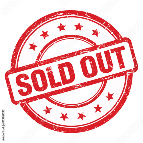 Red Grunge Sold Out Star Rubber Stamp