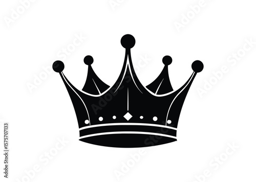 Queen crown silhouette Black Vector white background