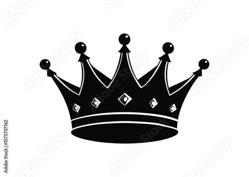 Queen crown silhouette Black Vector white background