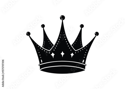 Queen crown silhouette Black Vector white background