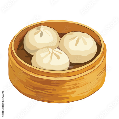 Steamed Buns (Baozi) water color vector