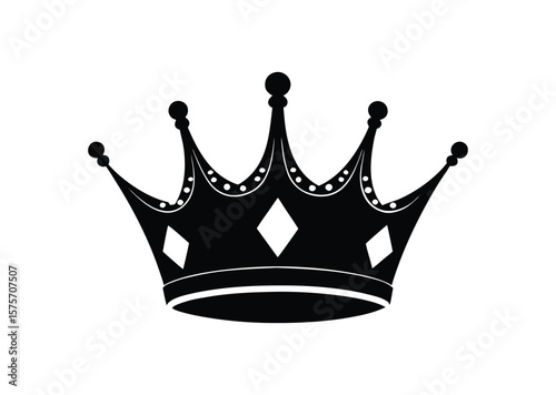 Queen crown silhouette Black Vector white background