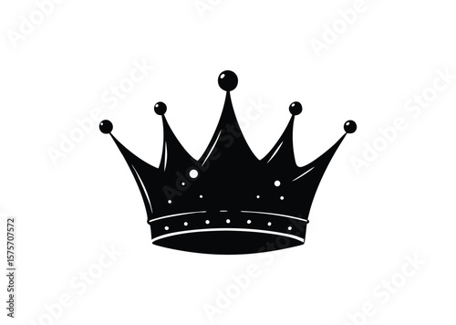 Queen crown silhouette Black Vector white background