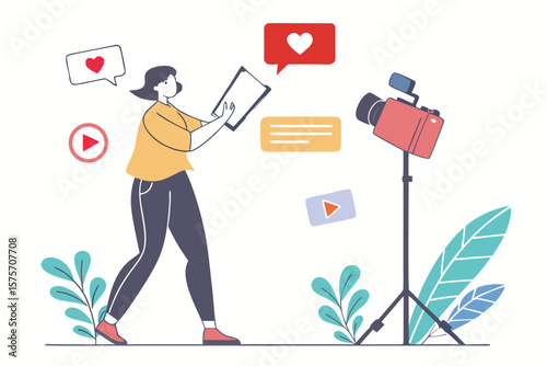 a fashion or tech influencer holding product on livestream