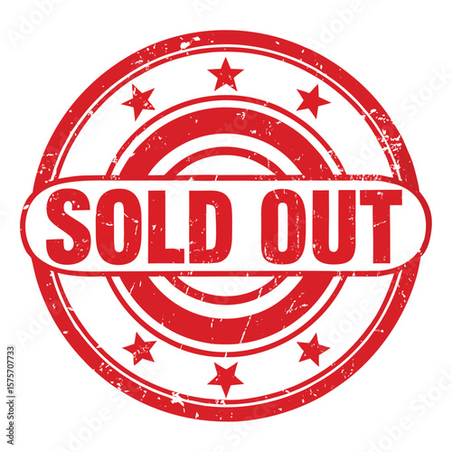 Red Grunge Sold Out Star Rubber Stamp