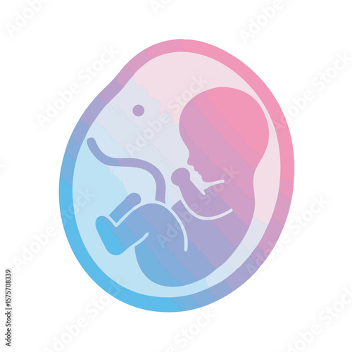 Fetus Floating in Amniotic Sac Flat Vector Isolated