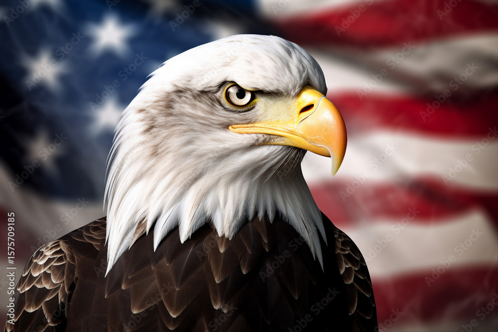Fototapeta premium Generative AI colorful memorial independence day american flag day holiday eagle symbol image illustration