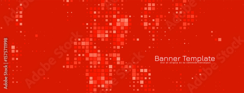 Abstract Pixel style red color banner design