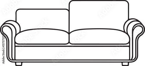 Sofa line icon. Furniture for living room. Outline illustration of modern sofa, vector , isolated white background