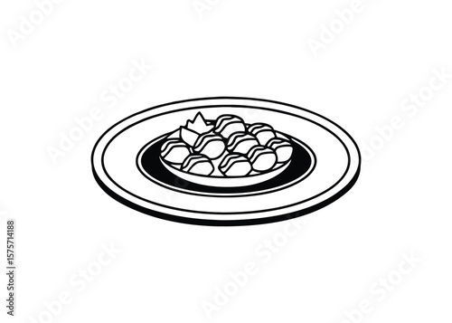 Silhouette of Appetizer Plate isolated on a white background
