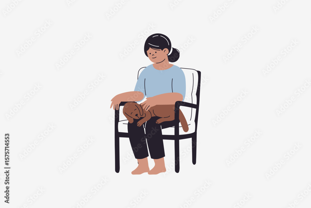 Fototapeta premium Illustration of Senior with Dog
