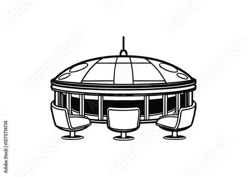 Silhouette of conference pod table isolated on a white background