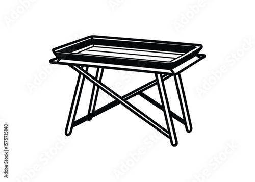 Silhouette of tray table isolated on a white background