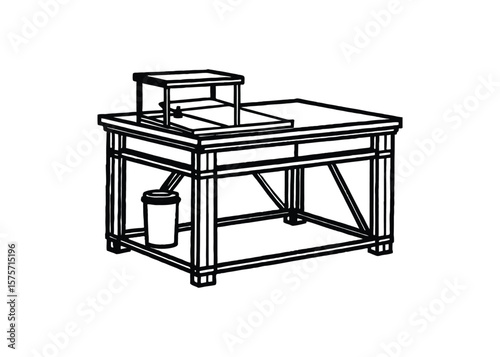 Silhouette of workstation table isolated on a white background