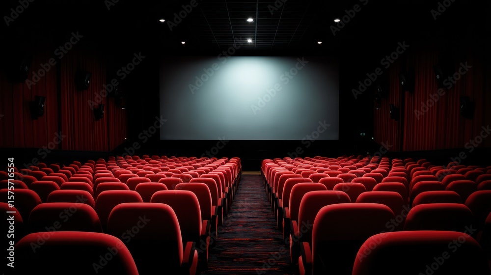 Fototapeta premium Empty movie theater red seats